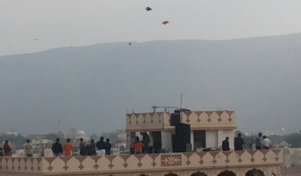 mankar sankrant festival in jaipur : Pink City sky decorated with of colorful kites