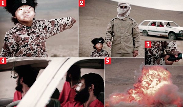 shocking new isis video shows four year old blowing up three alleged spies in a car bomb