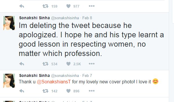 sonakshi sinha shames man for asking creepy question on twitter