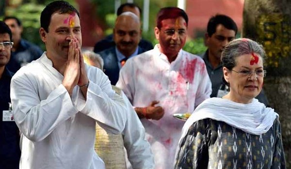 for the first time decades, Sonia and Rahul Gandhi celebrate Holi at AICC headquarters in delhi