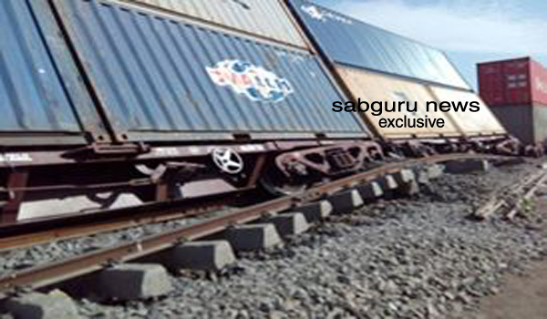 double stack goods train derailed in aburoad