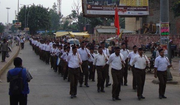 RSS Workers Takes Out route march in bharatpur